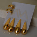 Aretes Gota Minimalista Dupla + Piercing Fake